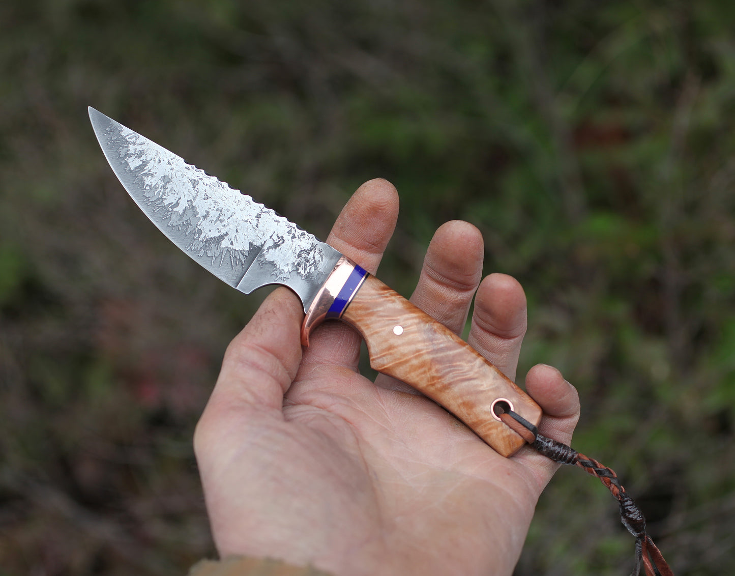 Custom EDC, utility/hunting knife, figured maple