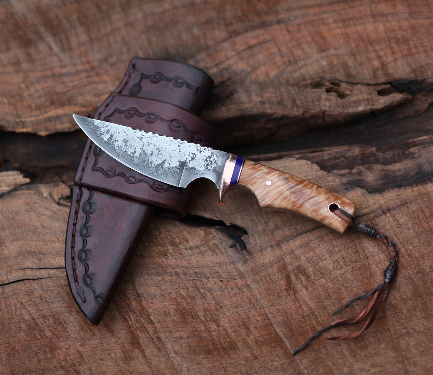 Custom EDC, utility/hunting knife, figured maple