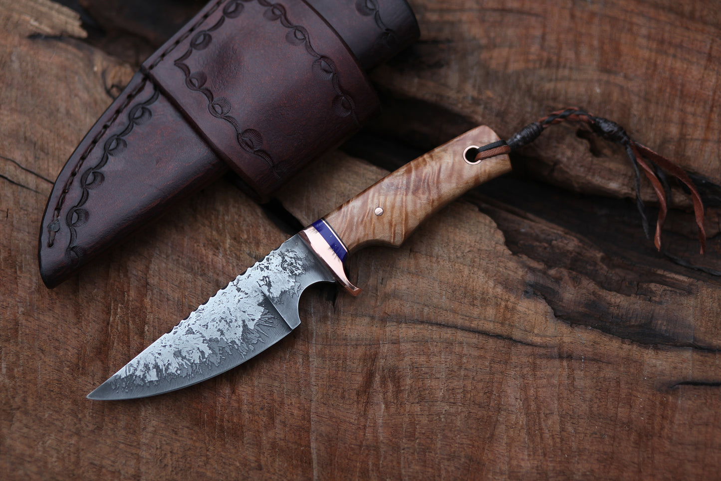 Custom EDC, utility/hunting knife, figured maple