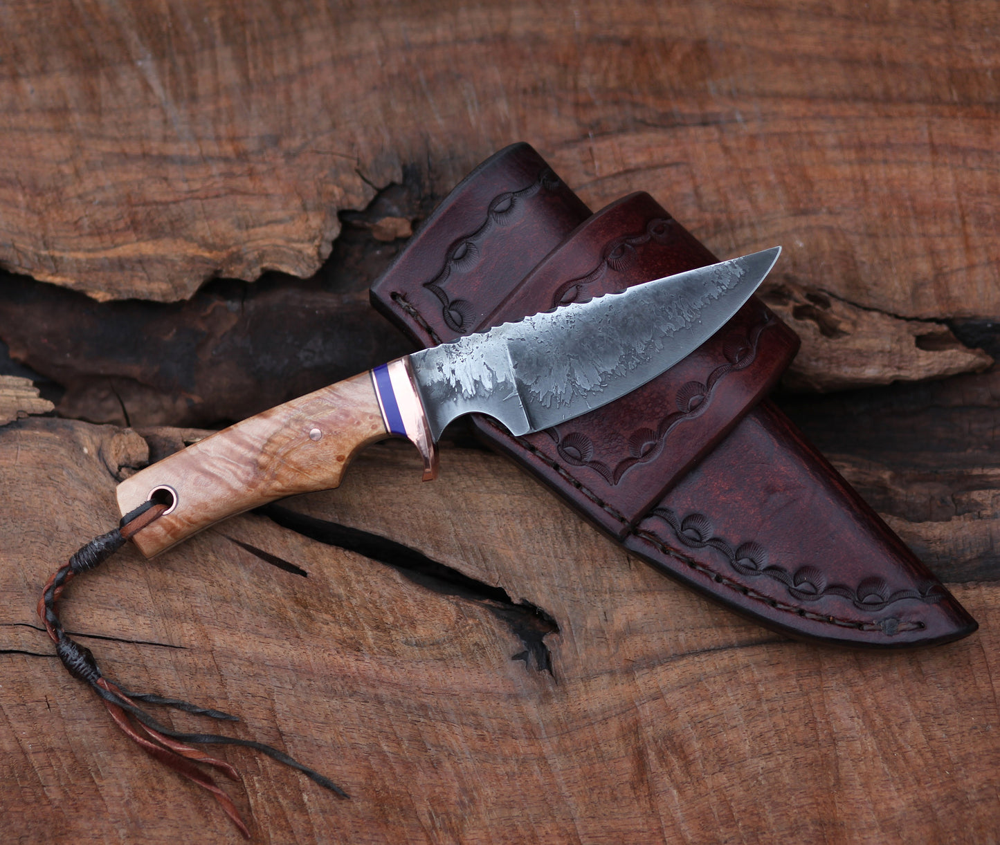 Custom EDC, utility/hunting knife, figured maple