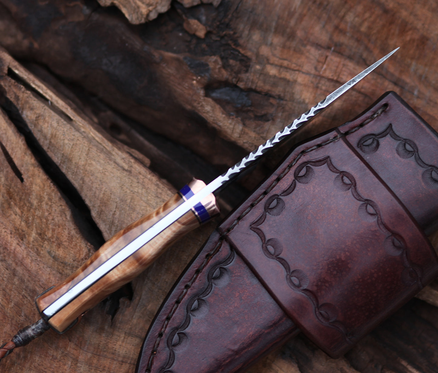 Custom EDC, utility/hunting knife, figured maple