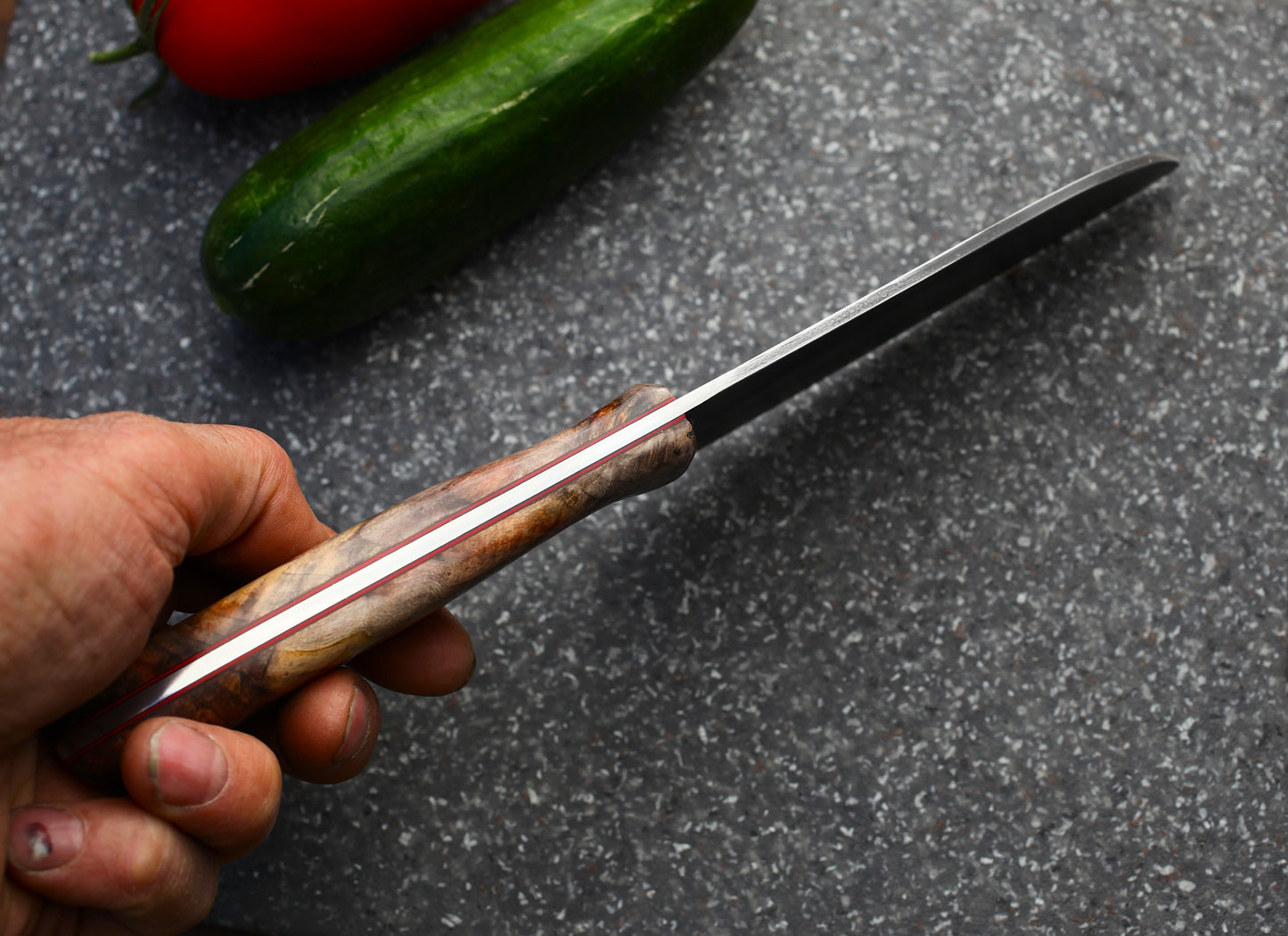 5.75 inch Camp Chef knife, box elder burl