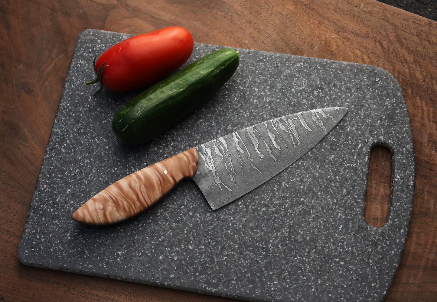 6.5 inch Custom Chefs knife, natural figured maple