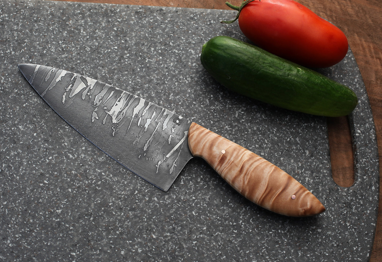 6.5 inch Custom Chefs knife, natural figured maple