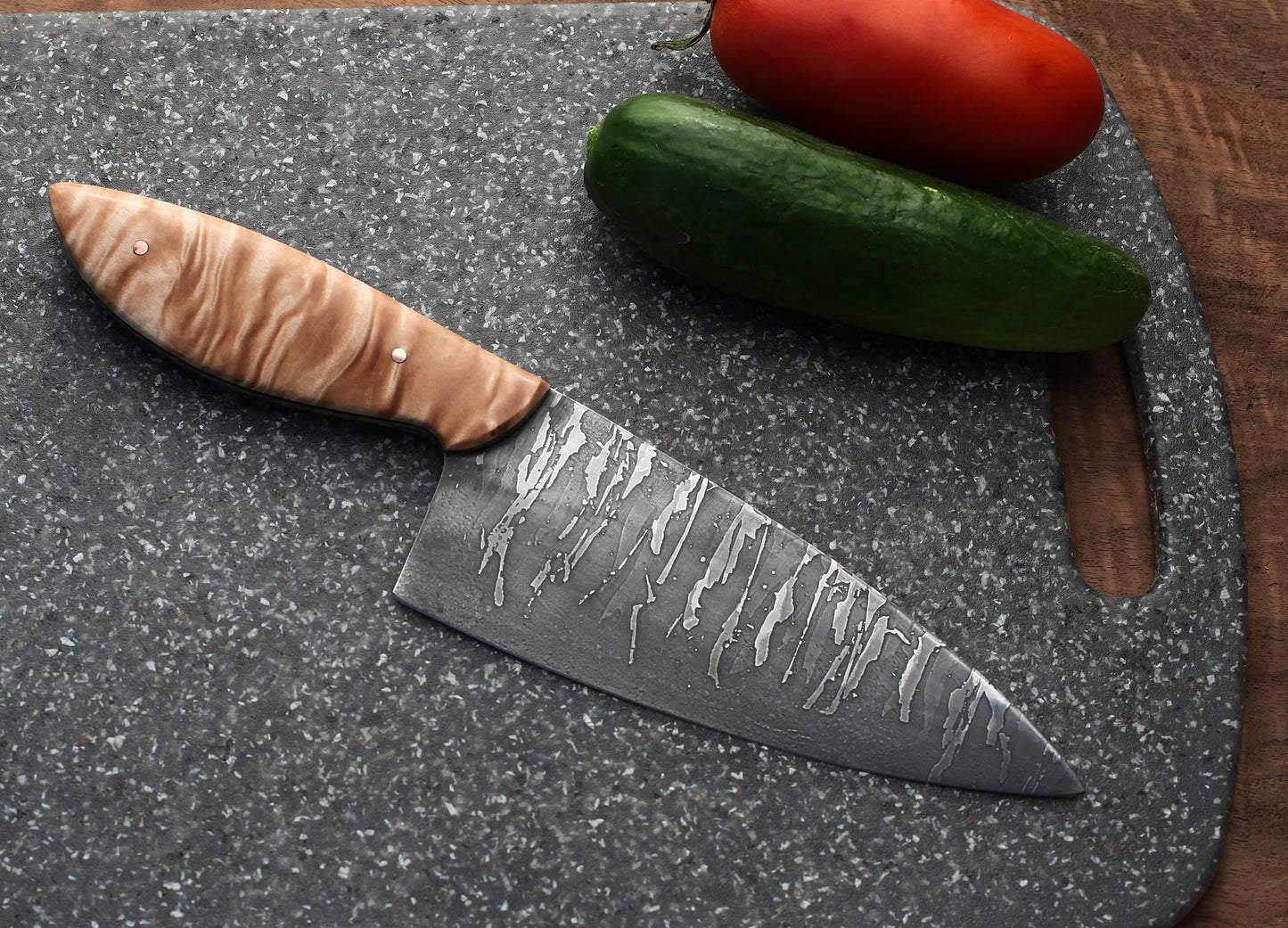 6.5 inch Custom Chefs knife, natural figured maple