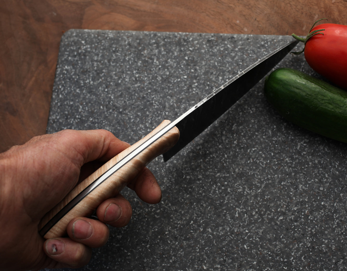 6.5 inch Custom Chefs knife, natural figured maple
