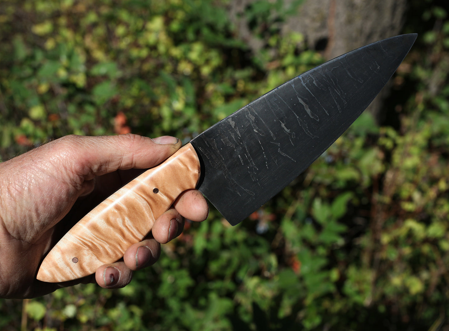 6.5 inch Custom Chefs knife, natural figured maple