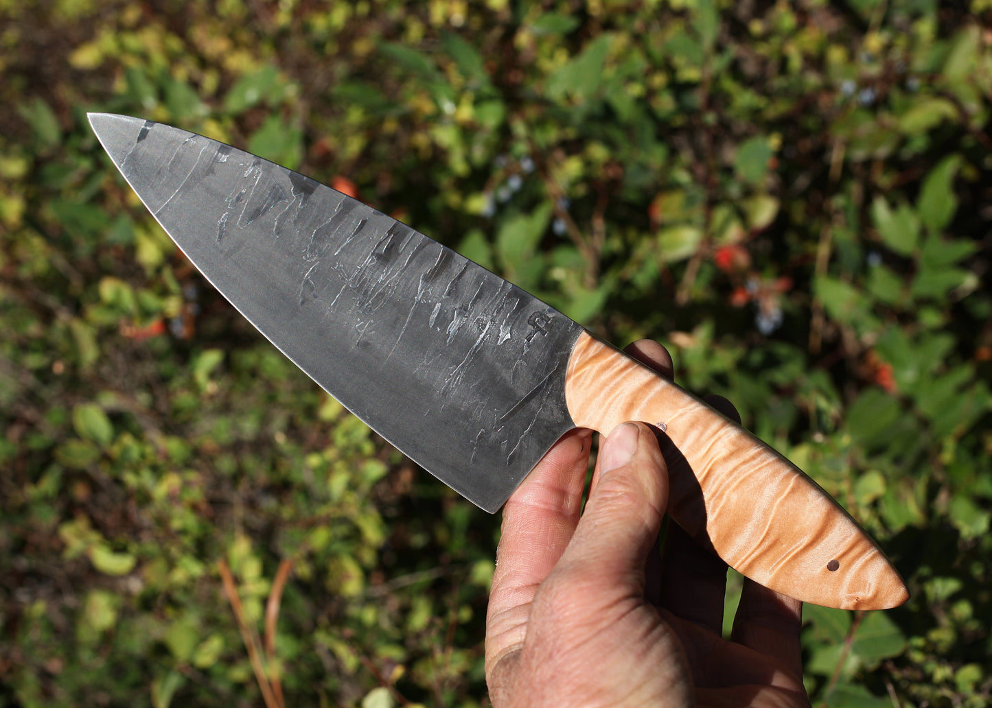 6.5 inch Custom Chefs knife, natural figured maple