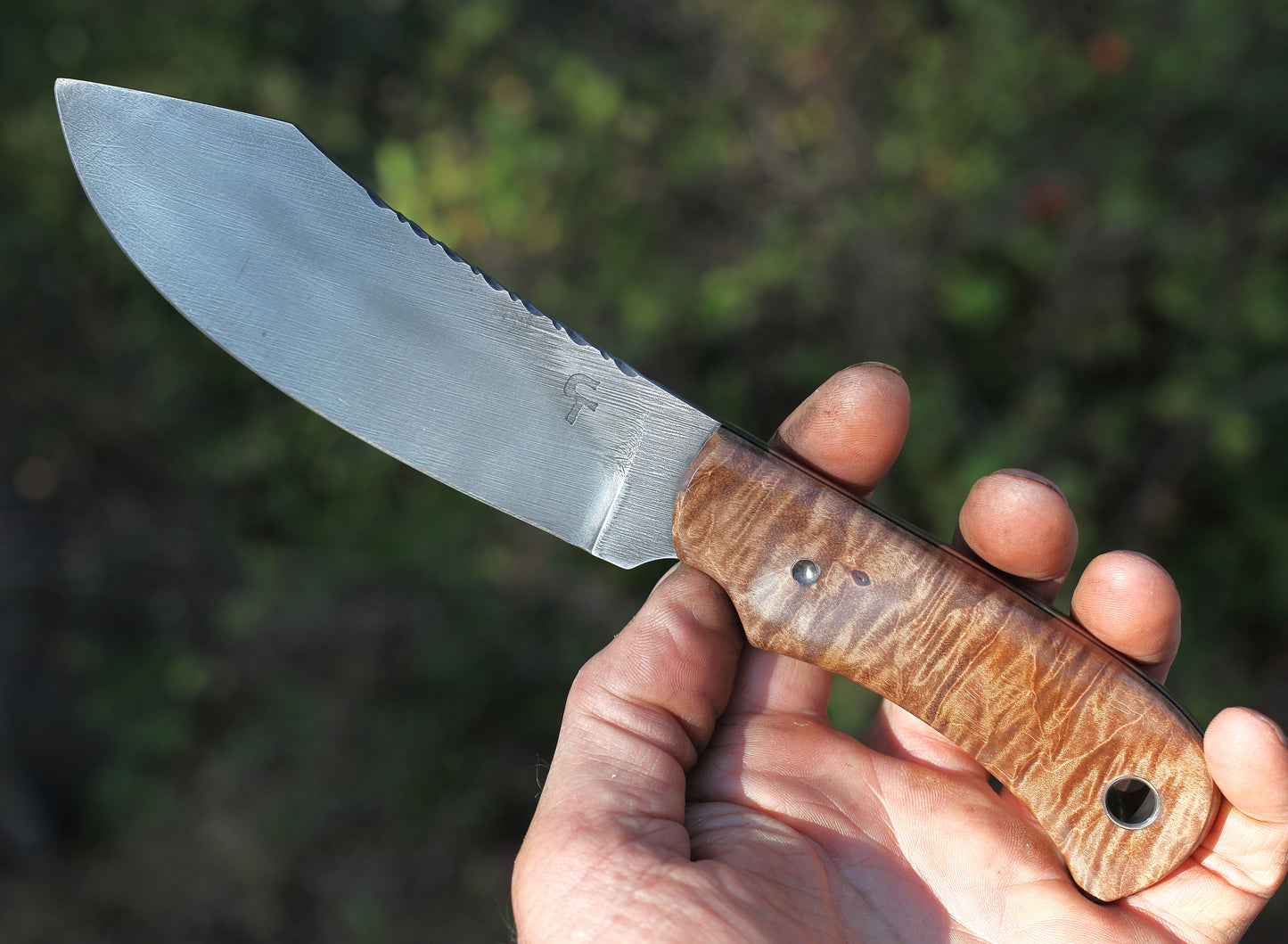 Nessmuk hunting knife, figured maple