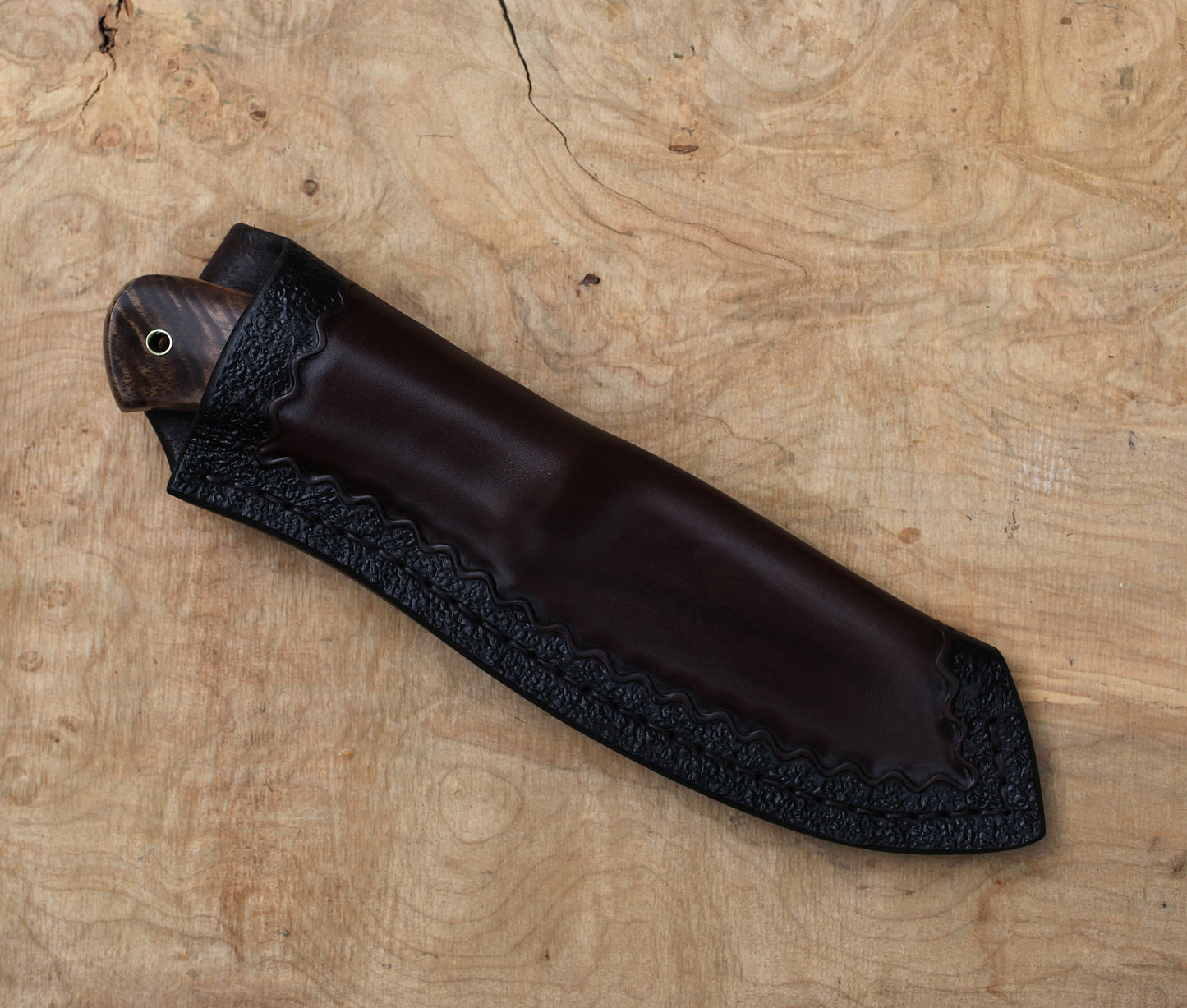 Custom spay point Camp knife, walnut