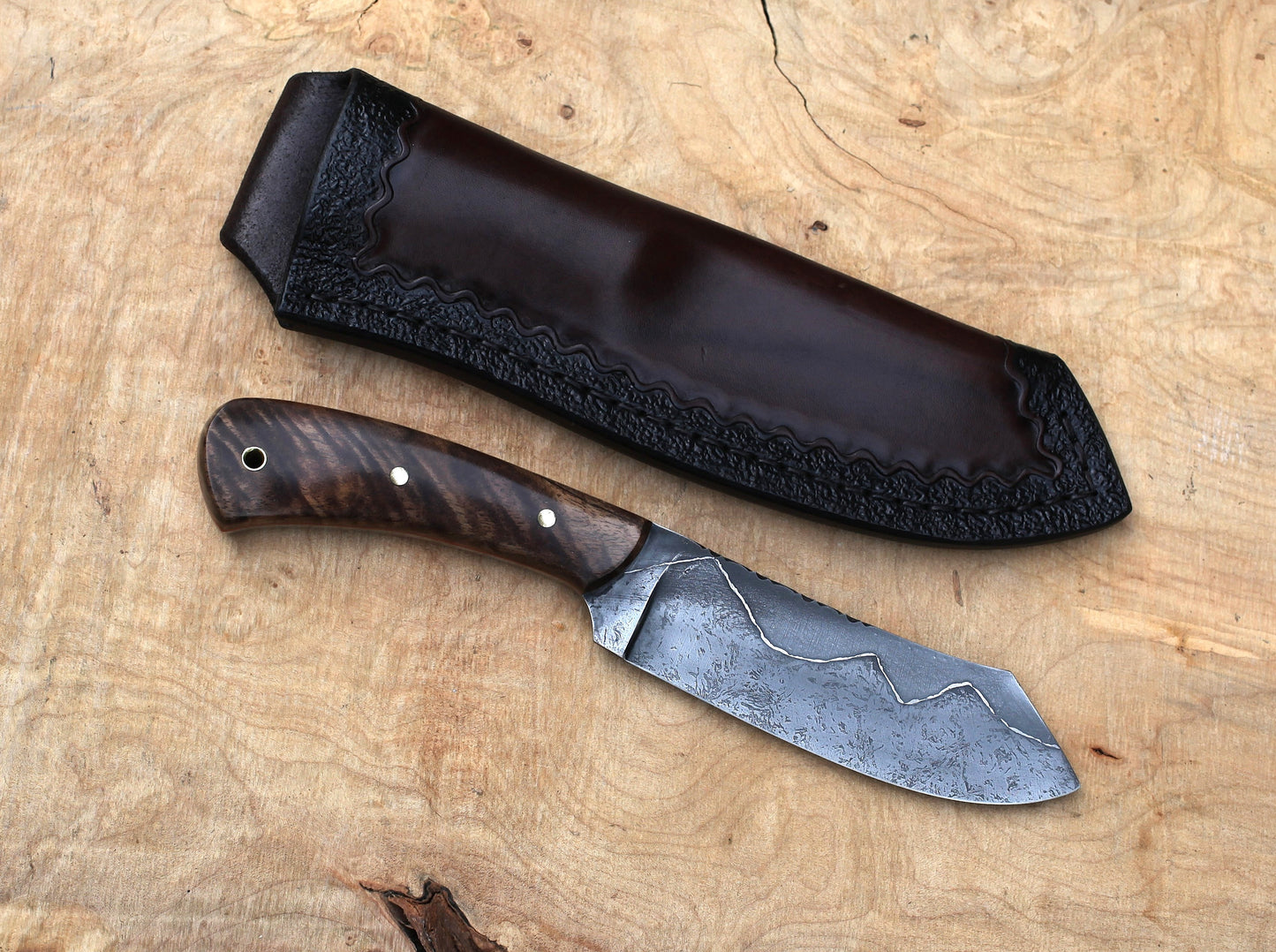 Custom spay point Camp knife, walnut