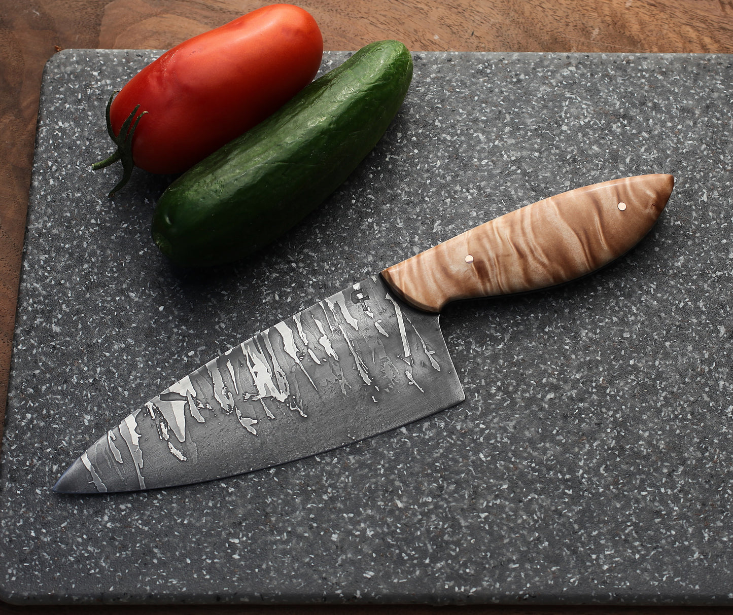 6.5 inch Custom Chefs knife, natural figured maple