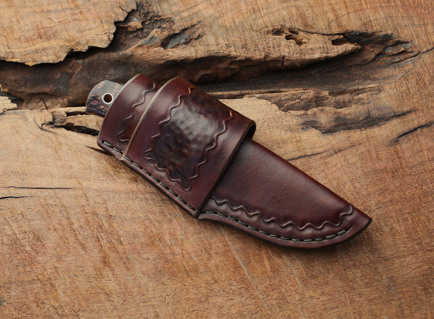 Custom Drop point Hunter, leopard wood