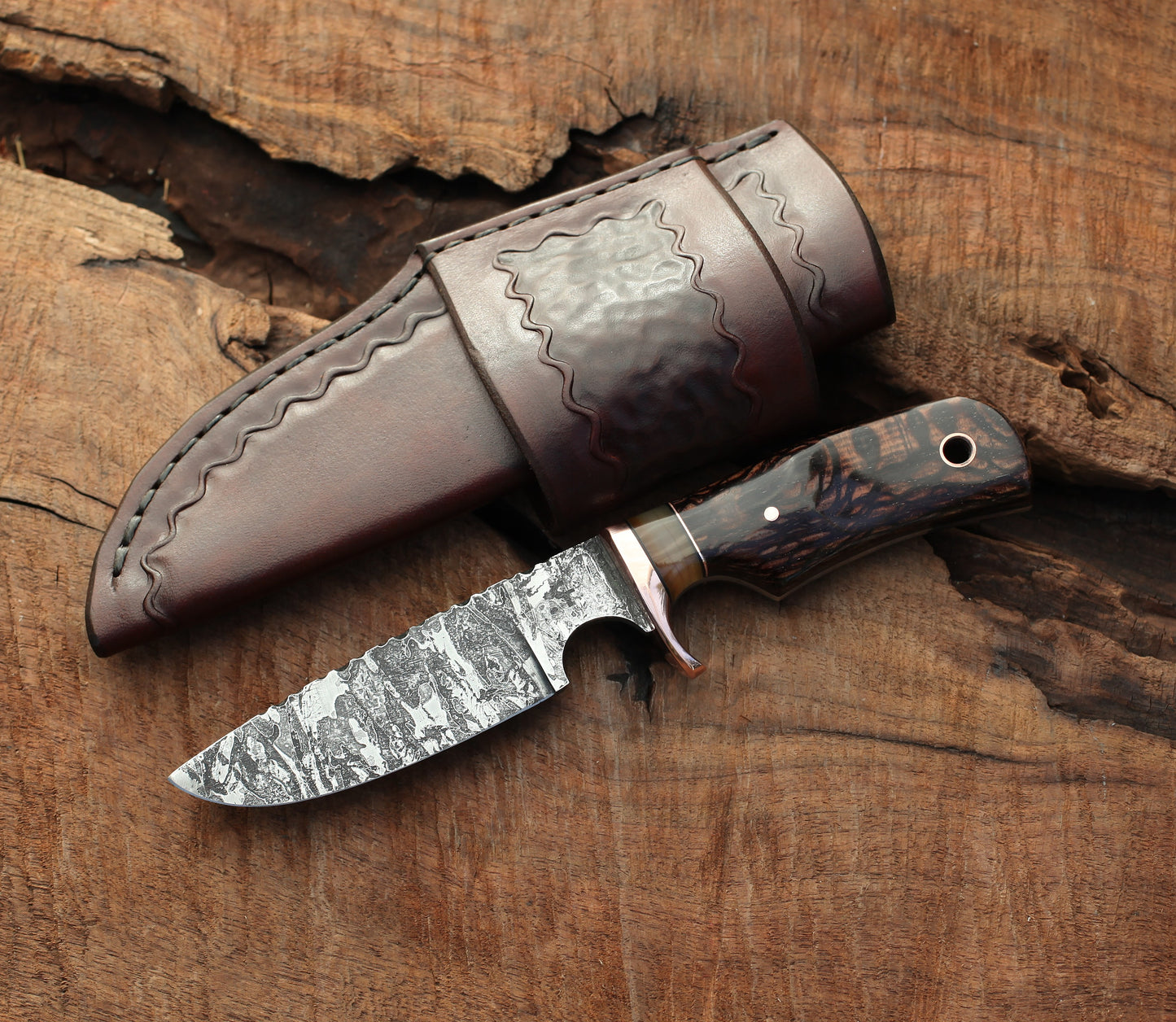 Custom Drop point Hunter, leopard wood