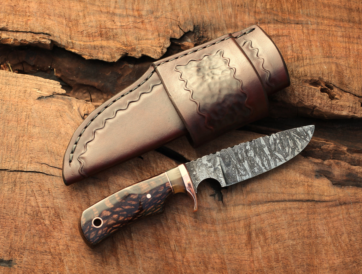 Custom Drop point Hunter, leopard wood