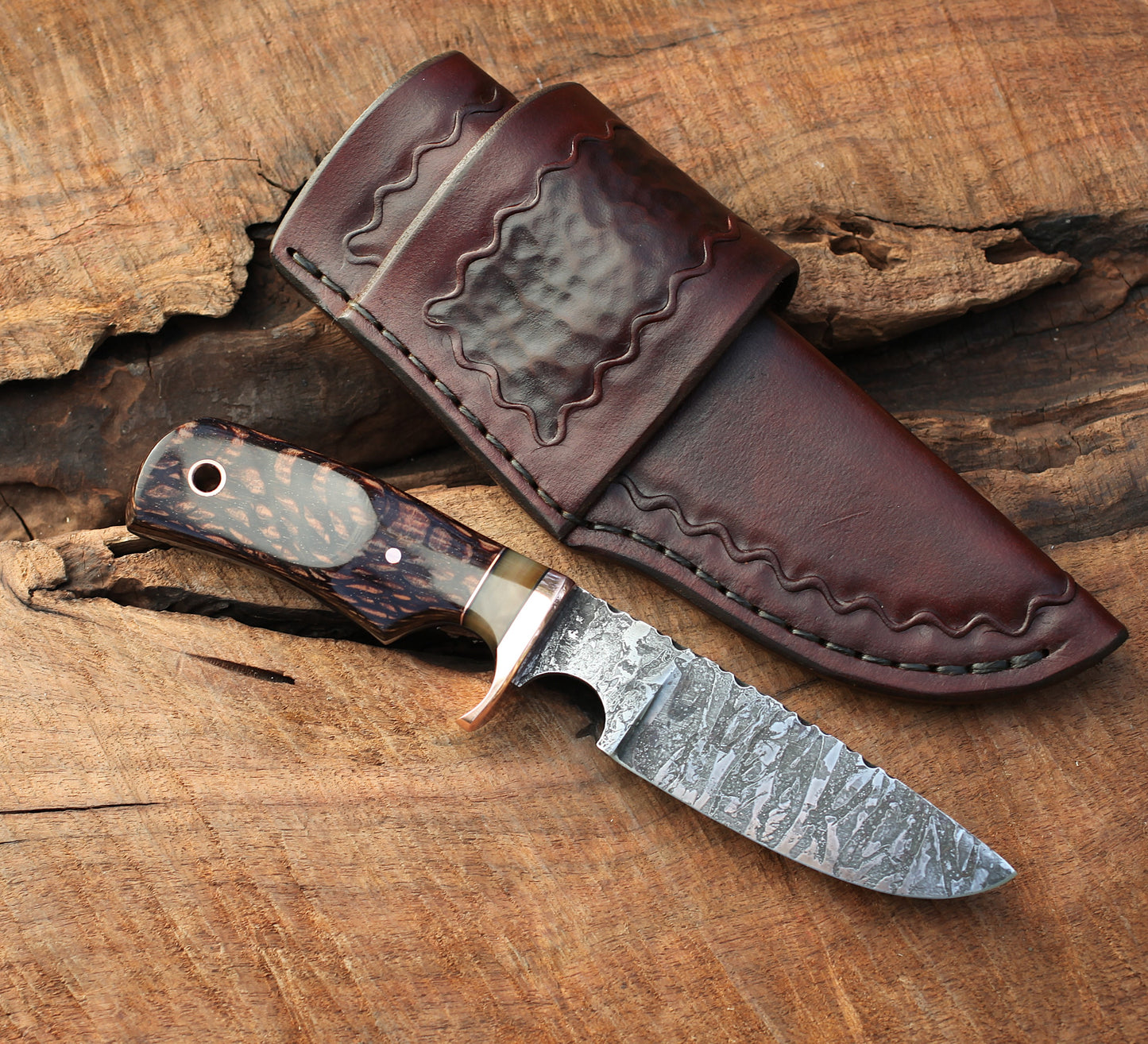 Custom Drop point Hunter, leopard wood