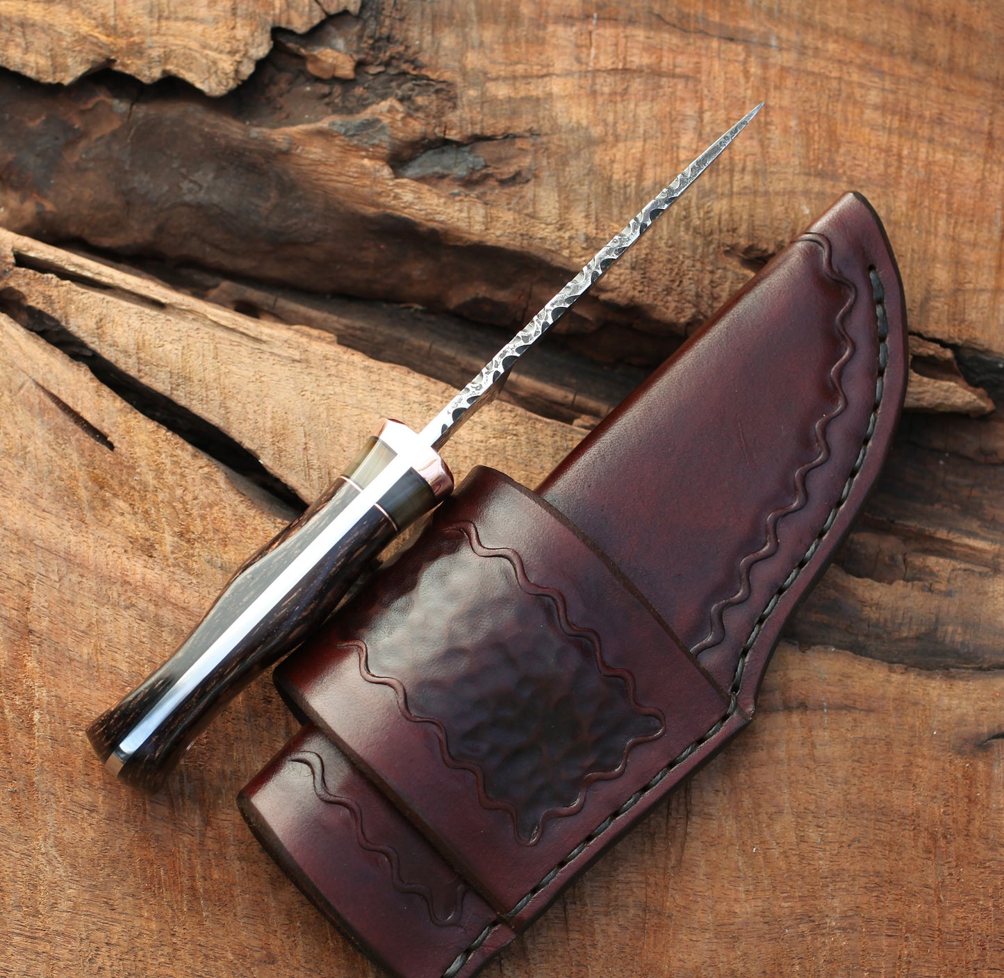 Custom Drop point Hunter, leopard wood