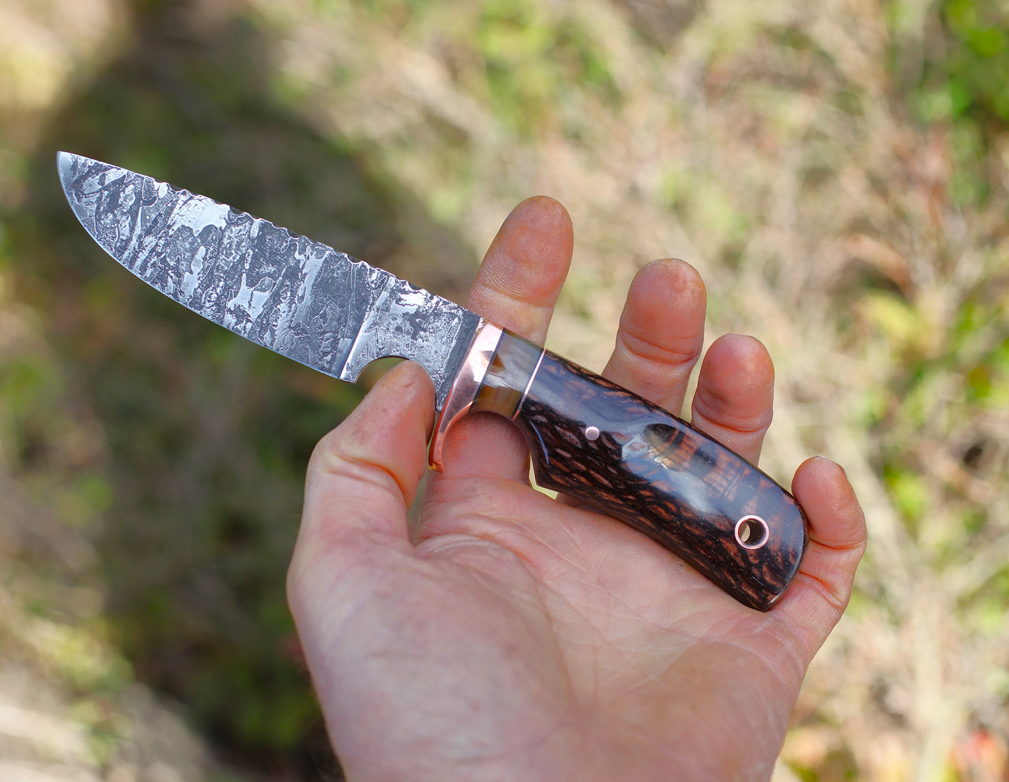 Custom Drop point Hunter, leopard wood