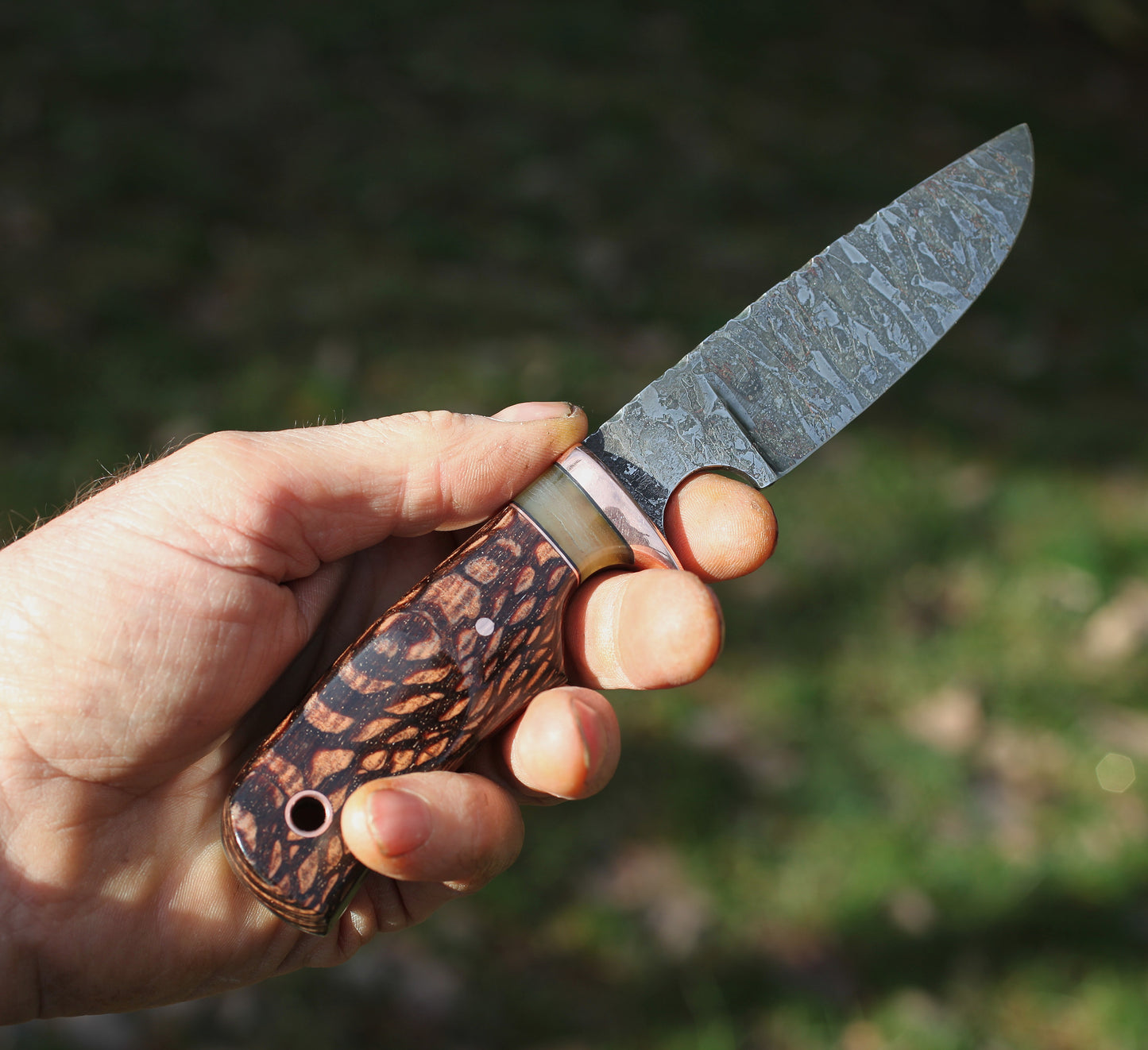 Custom Drop point Hunter, leopard wood