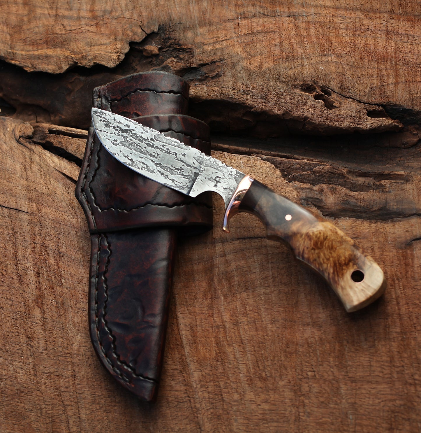 Custom Drop Point, fancy box elder