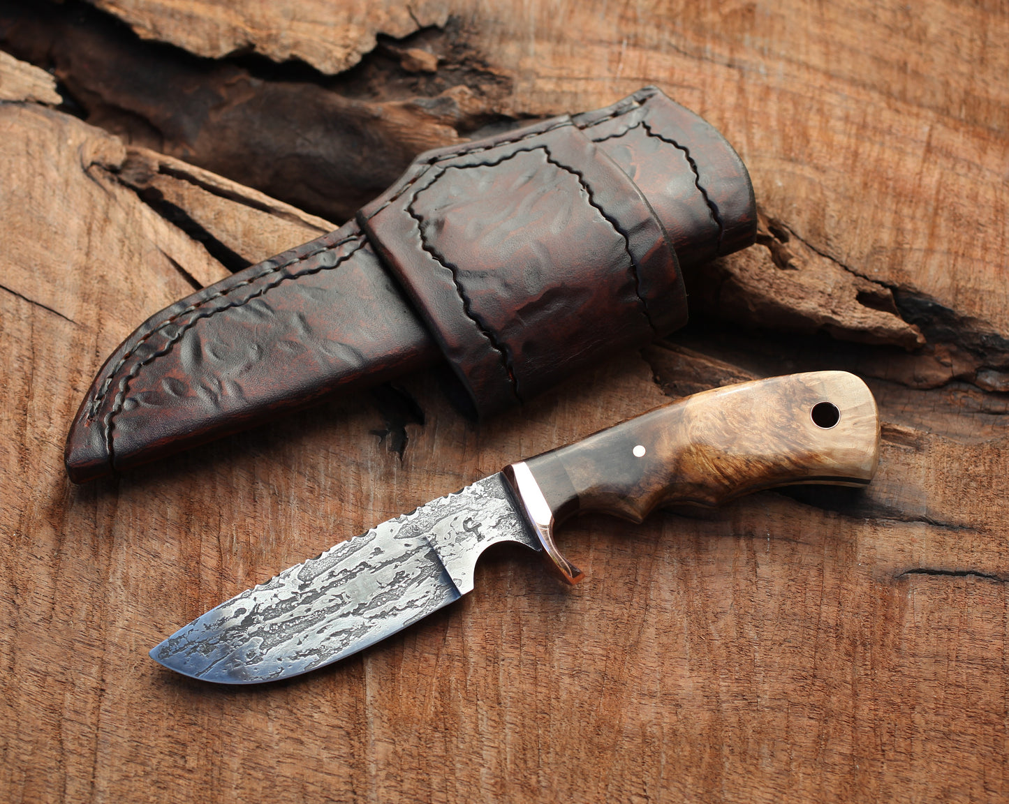 Custom Drop Point, fancy box elder
