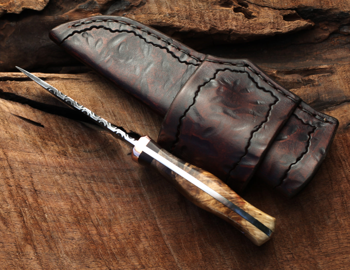 Custom Drop Point, fancy box elder