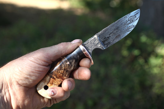 Custom Drop Point, fancy box elder