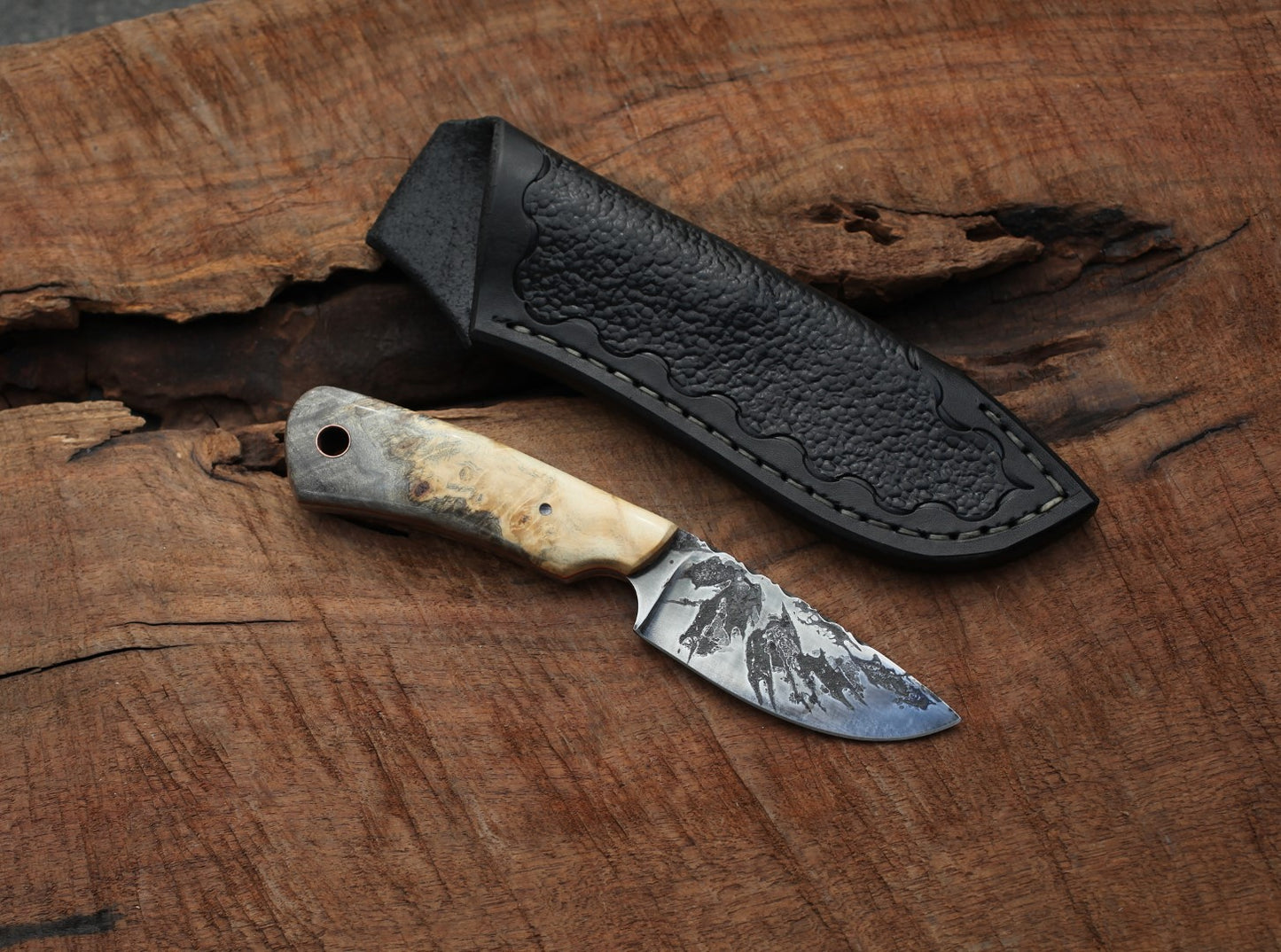 Guardless Drop point Hunter, buckeye burl