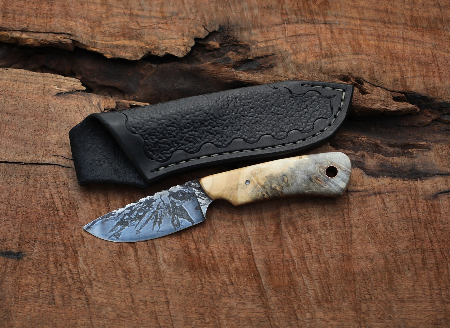 Guardless Drop point Hunter, buckeye burl