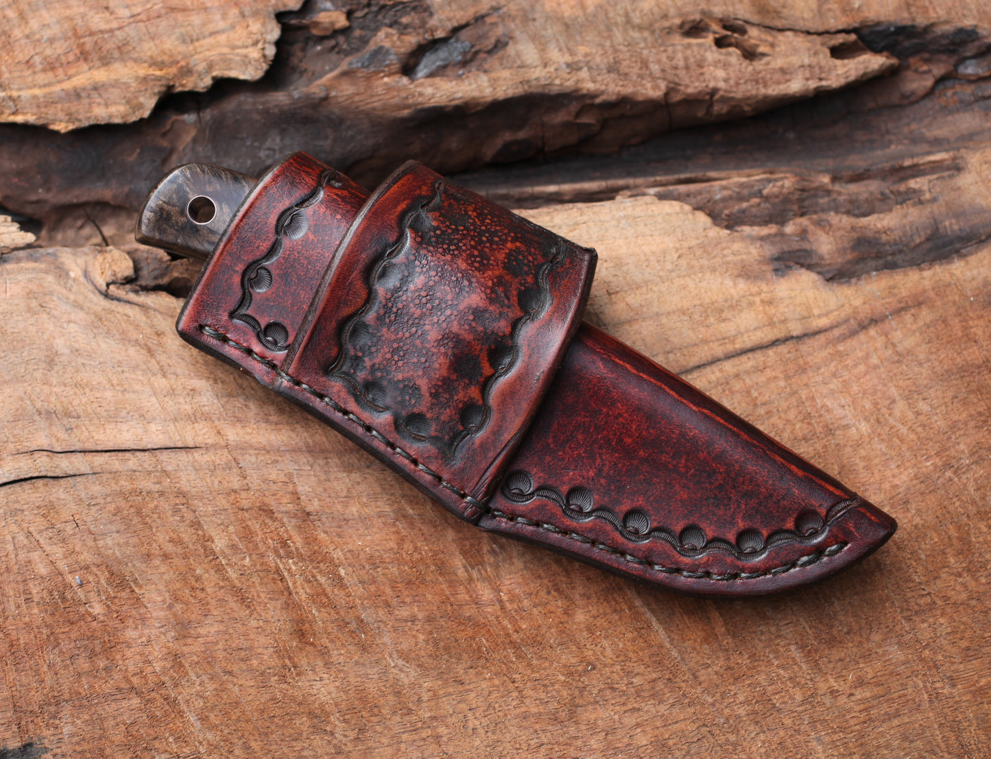Custom Drop point hunter, redwood burl