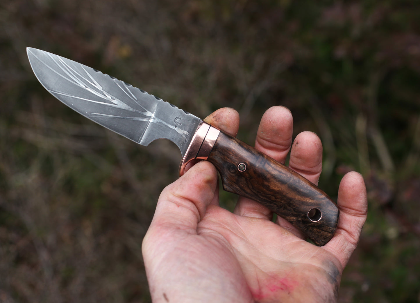 Custom Drop point hunter, redwood burl