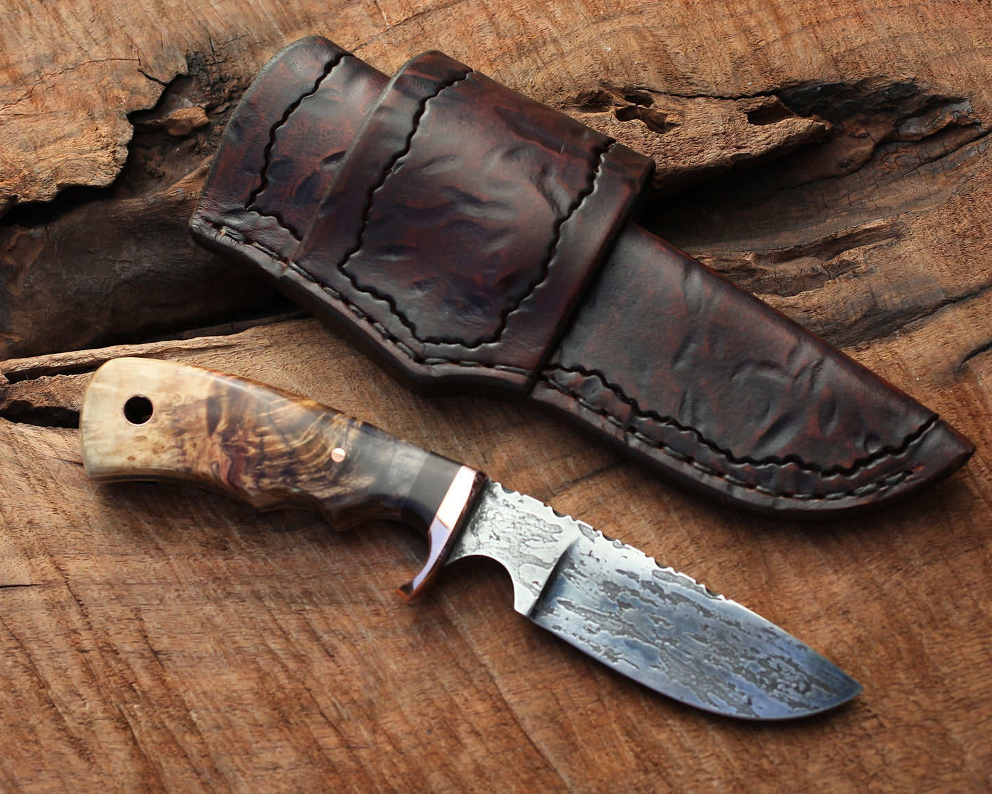 Custom Drop Point, fancy box elder