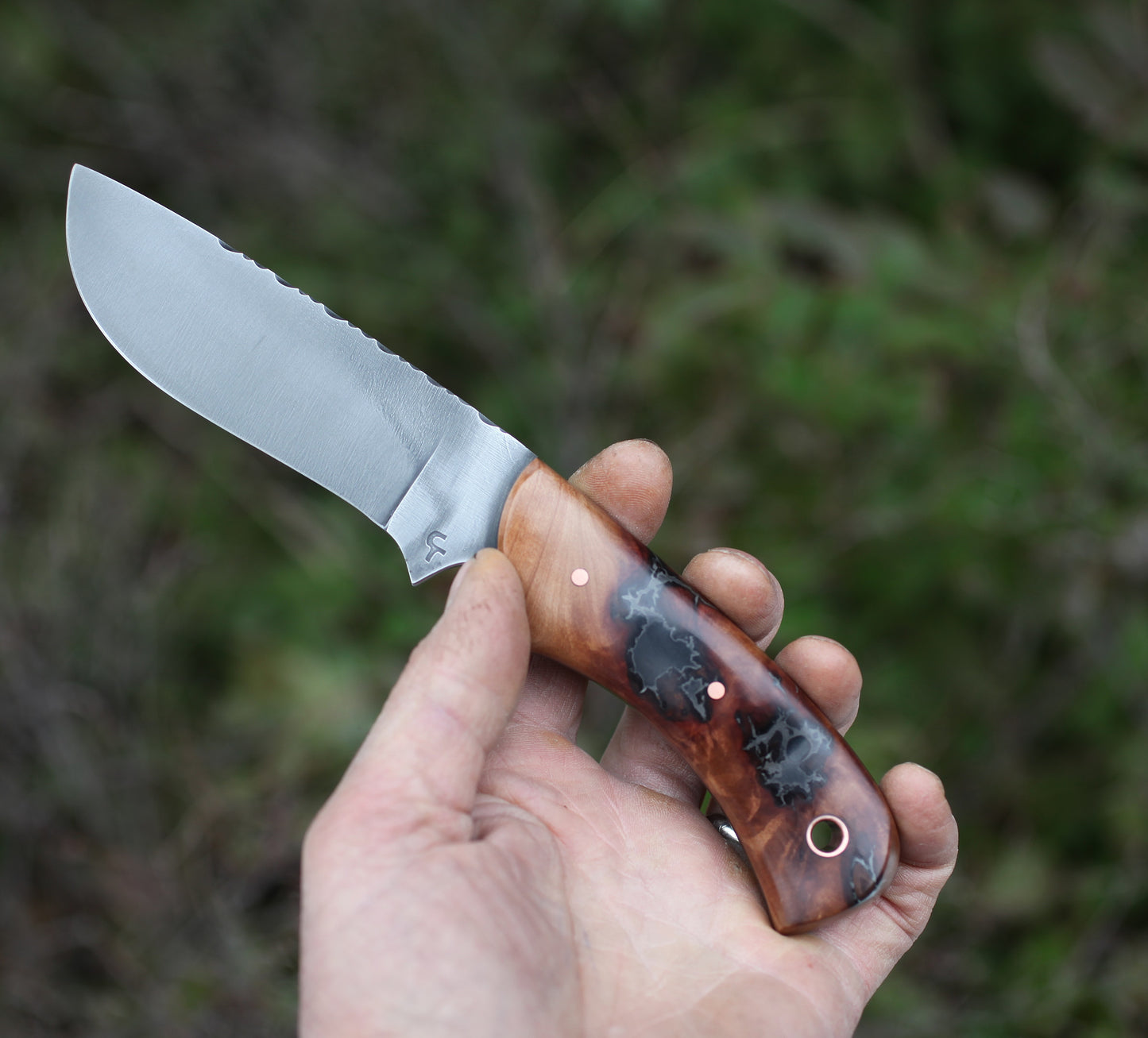 Large Game hunting knife, Mandrone root burl