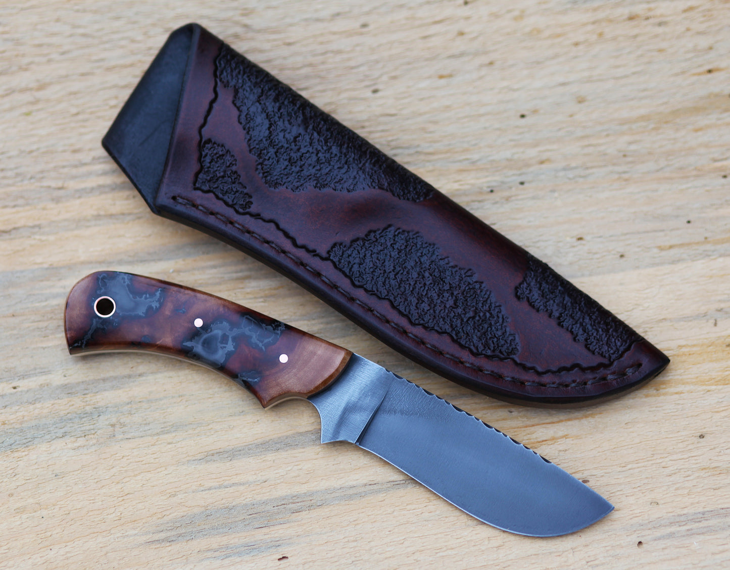 Large Game hunting knife, Mandrone root burl