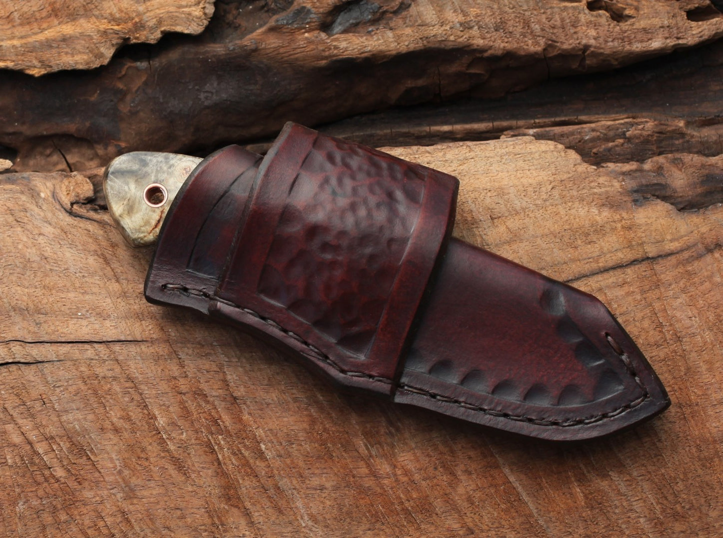 Modified Drop point hunter, buckeye burl