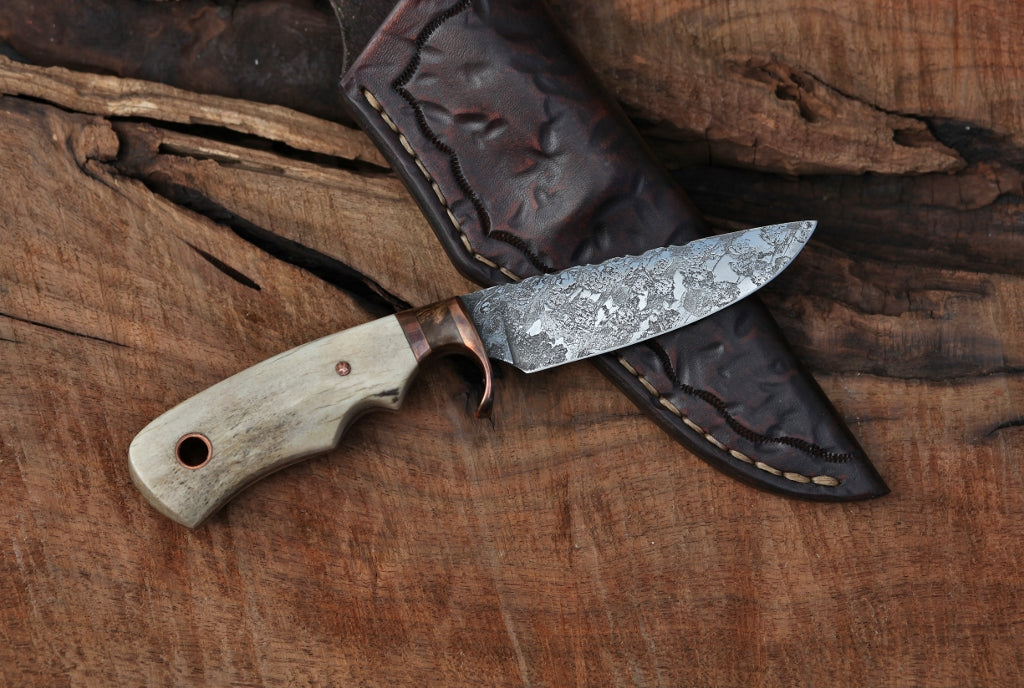 Etched hunter, elk antler