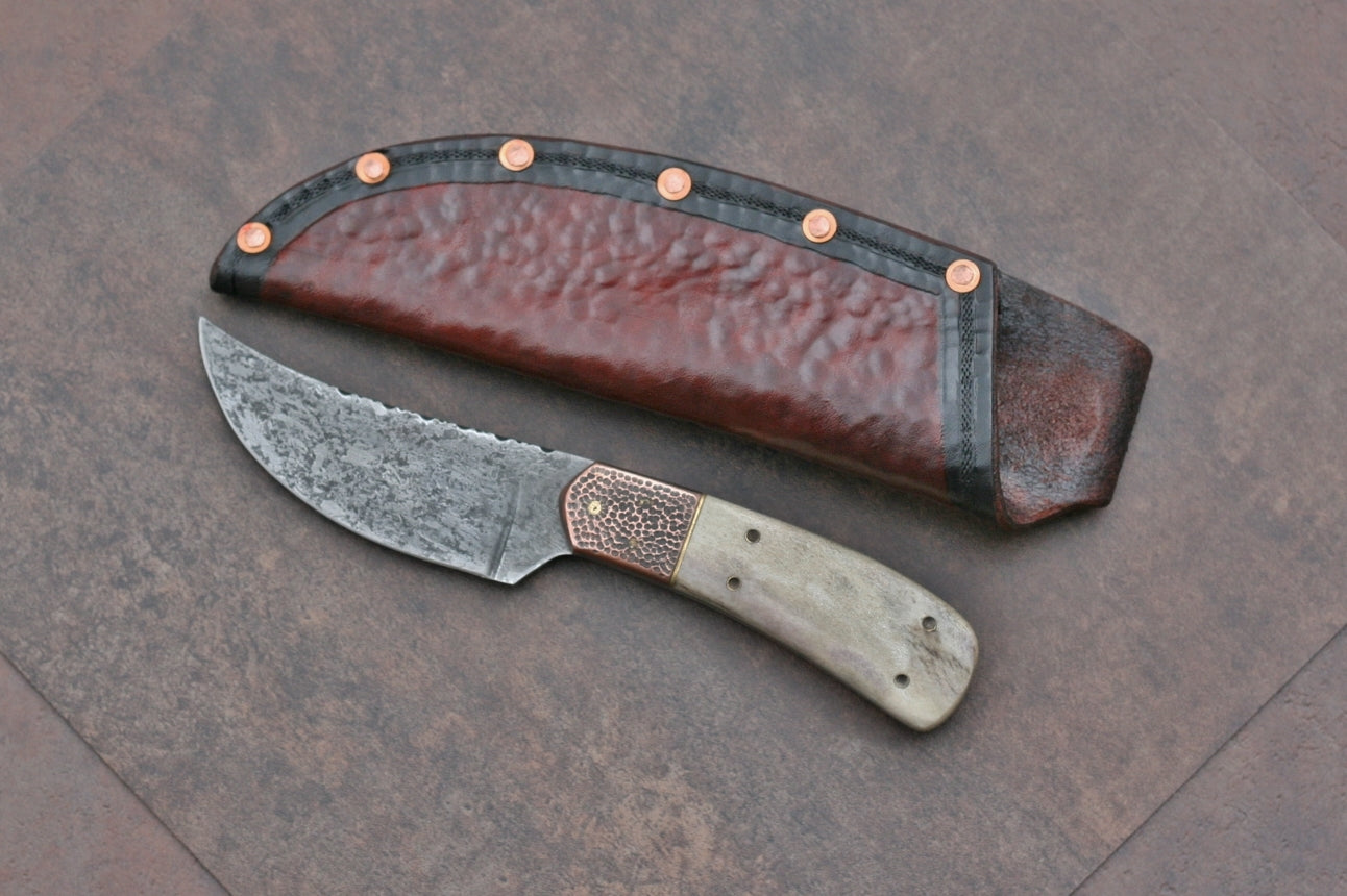 Upswept Skinner Knife, Hammered Copper