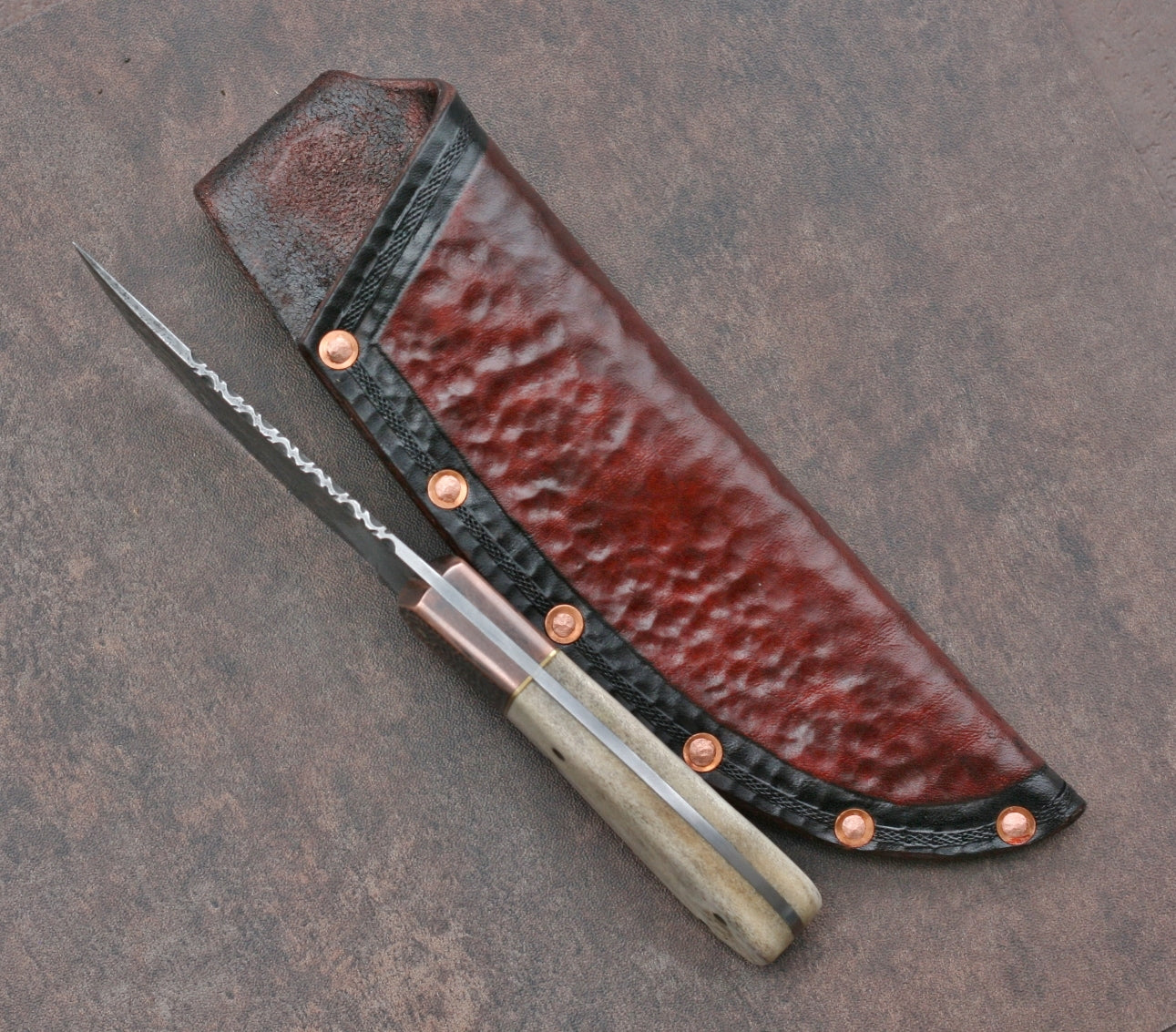 Upswept Skinner Knife, Hammered Copper