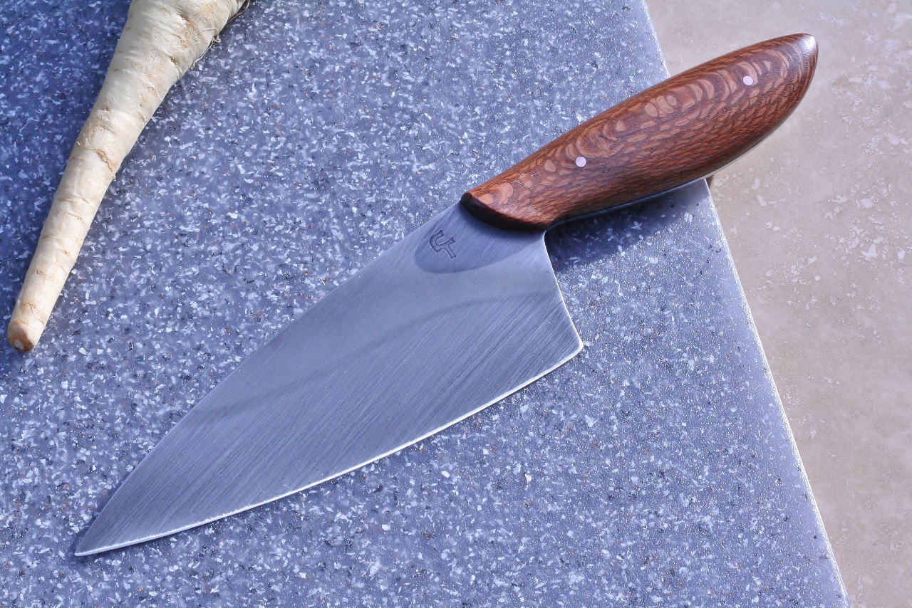 Custom chefs knife, leopard wood