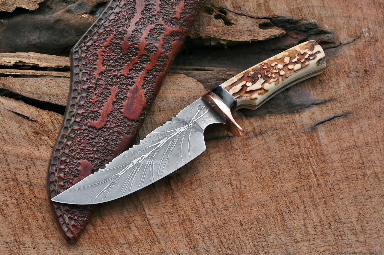 Custom fancy utility, sambar stag – C Thomas Knives