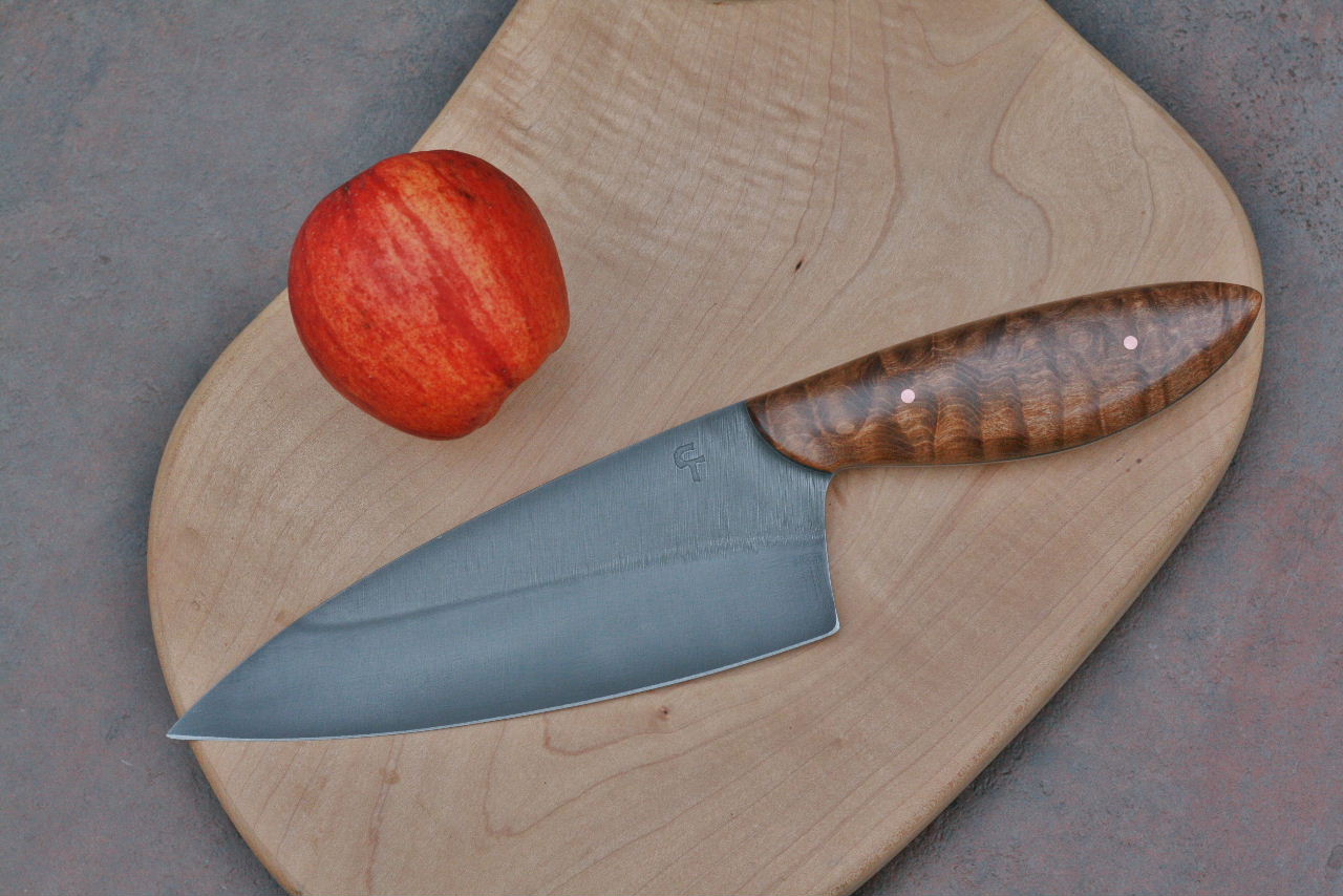 6 inch Chefs knife, quilted maple