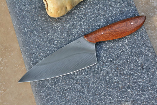 Custom chefs knife, leopard wood