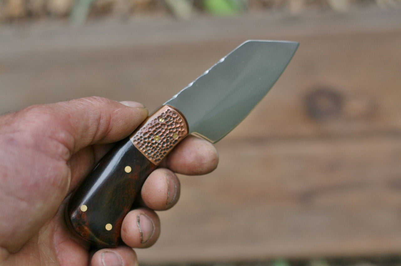 Custom 3 Finger Knife, cleaver point utility