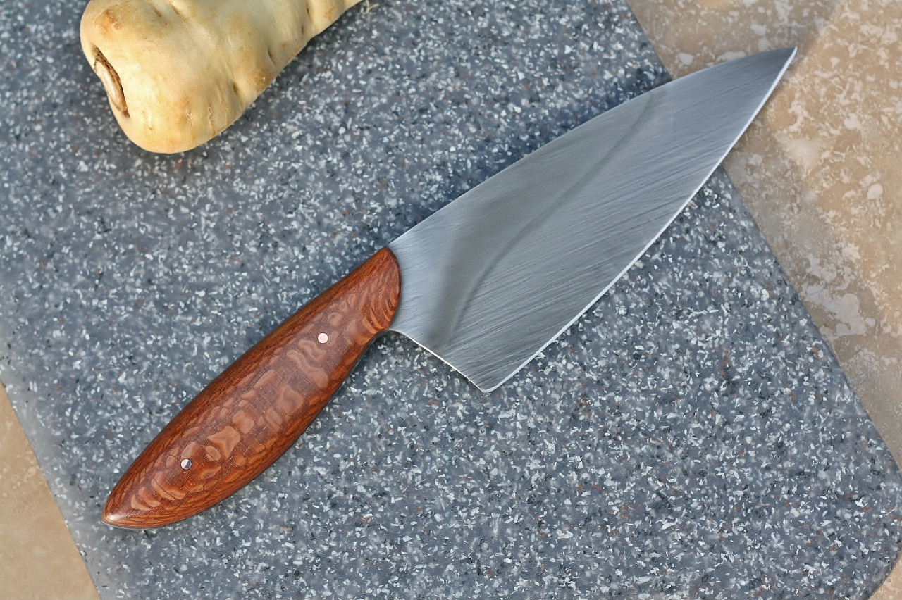 Custom chefs knife, leopard wood