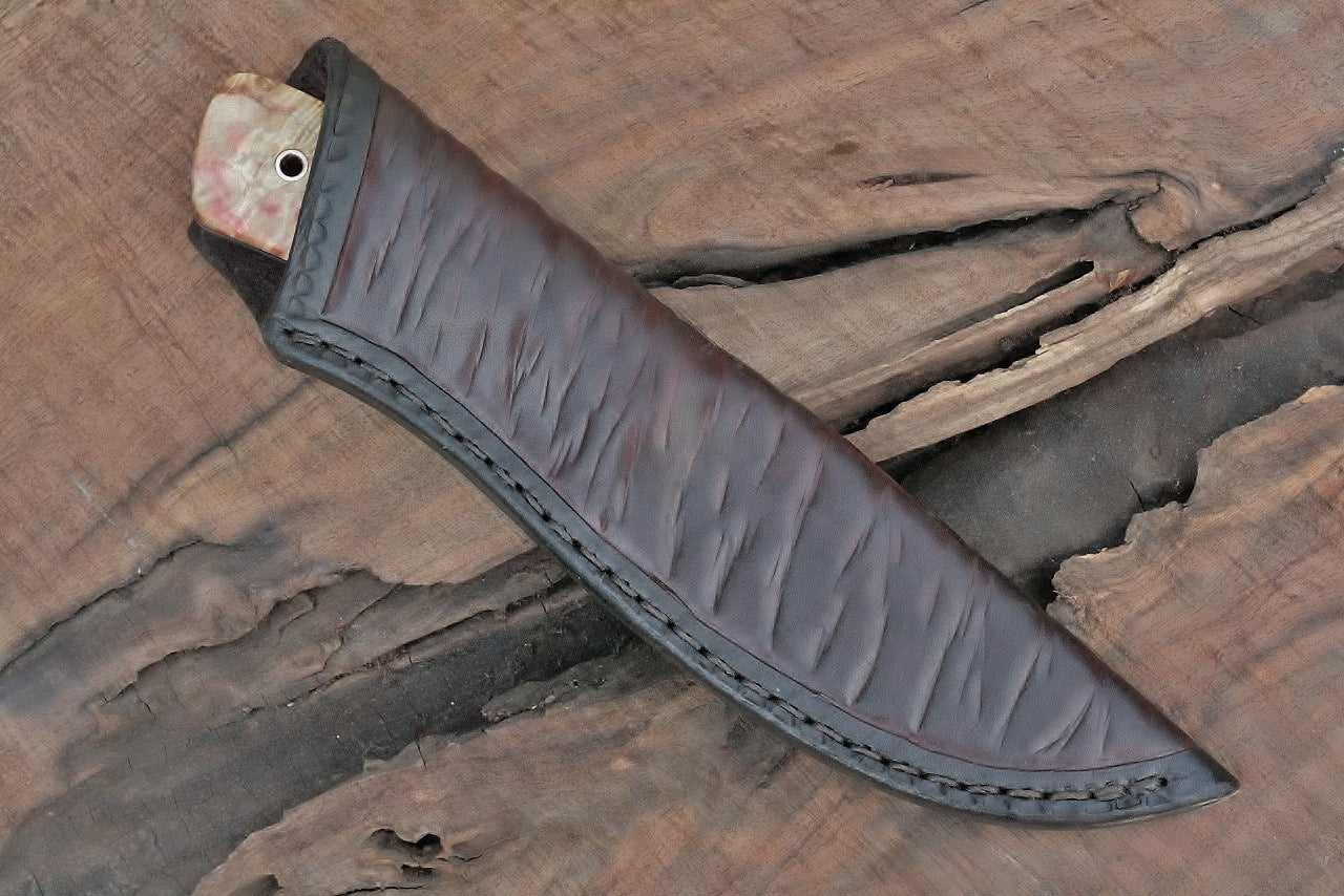 Custom hunter utility knife, box elder