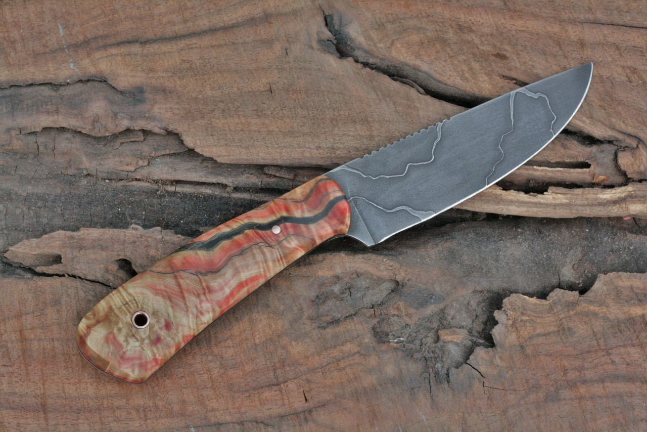 Custom hunter utility knife, box elder