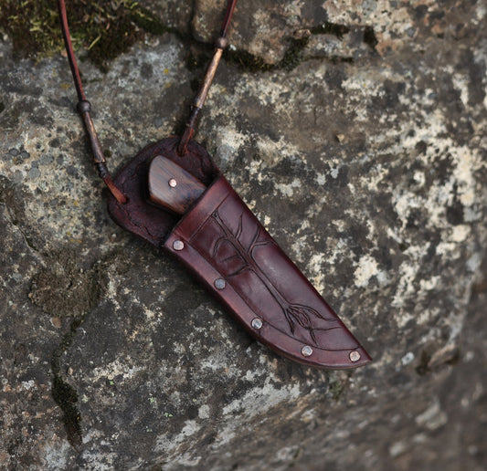 Custom neck knife, Arizona ironwood