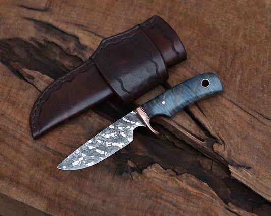 Custom drop point hunter, blue maple