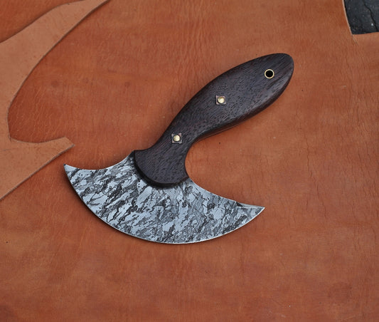 Custom Head/Leather knife, African rosewood