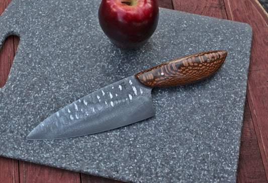 6 inch Custom chef knife, leopard wood